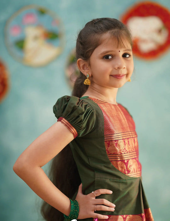 manthalir green pavadai