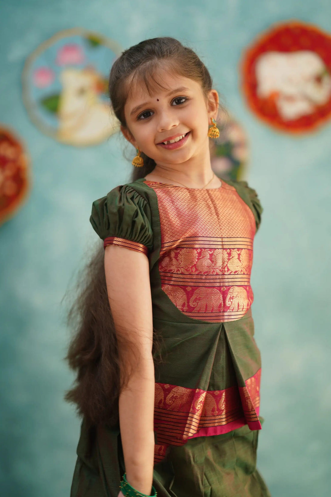 maroon zari border pavadai