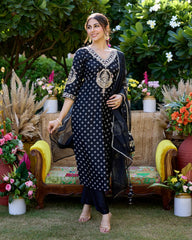 Mantra Black Bandhani Suit Set