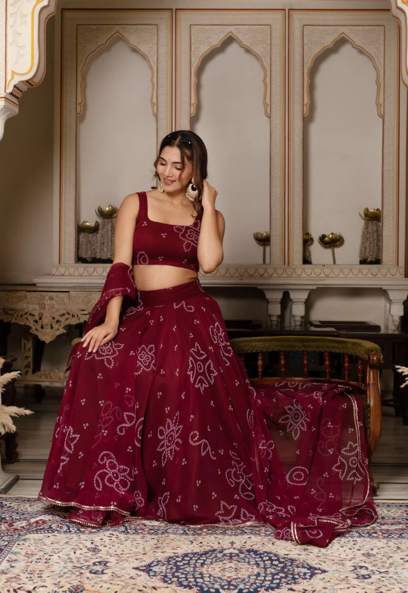 bandhej lehenga for party wear