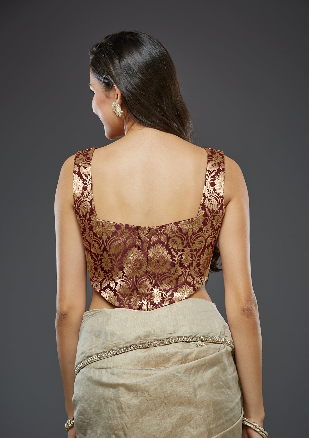 Floral woven fabric blouse