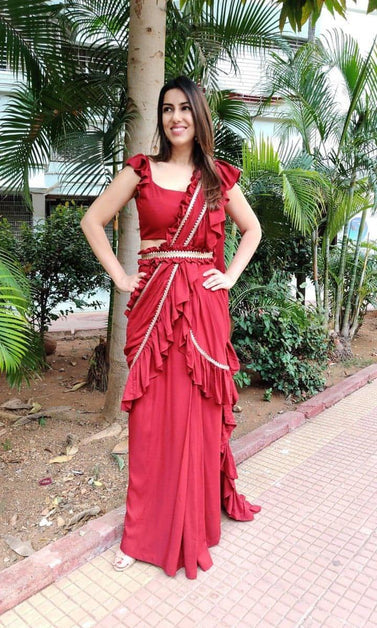 ready to wear ruffle sari for party