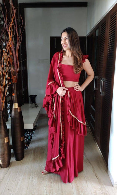 soft cotton sari with smocked blouse