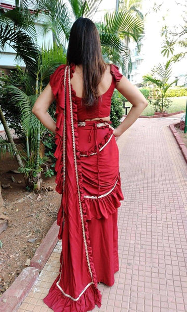 maroon sari for wedding or function