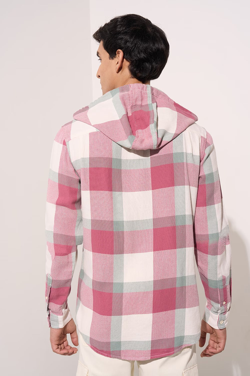 Cotton hooded shirt