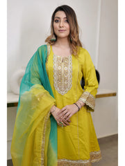 Pineapple Yellow Modal Silk Shaded Suit