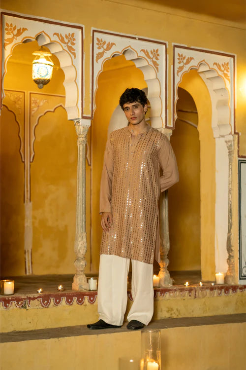 brown kurta for men