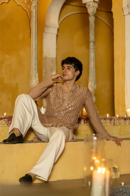 mirror work kurta men