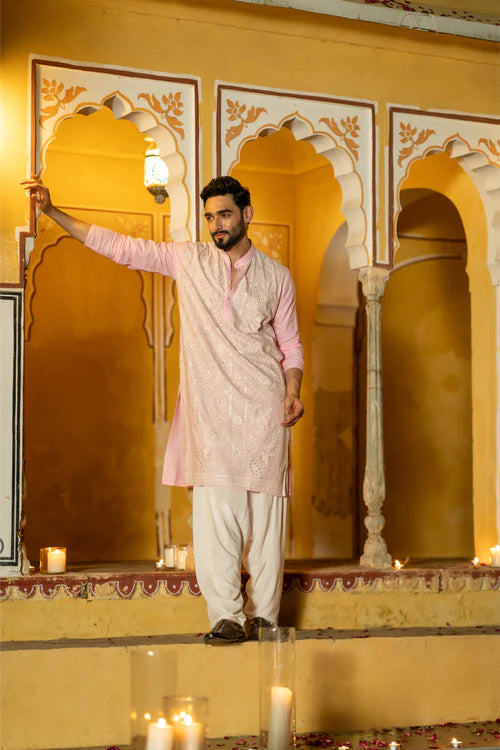 pink kurta for men