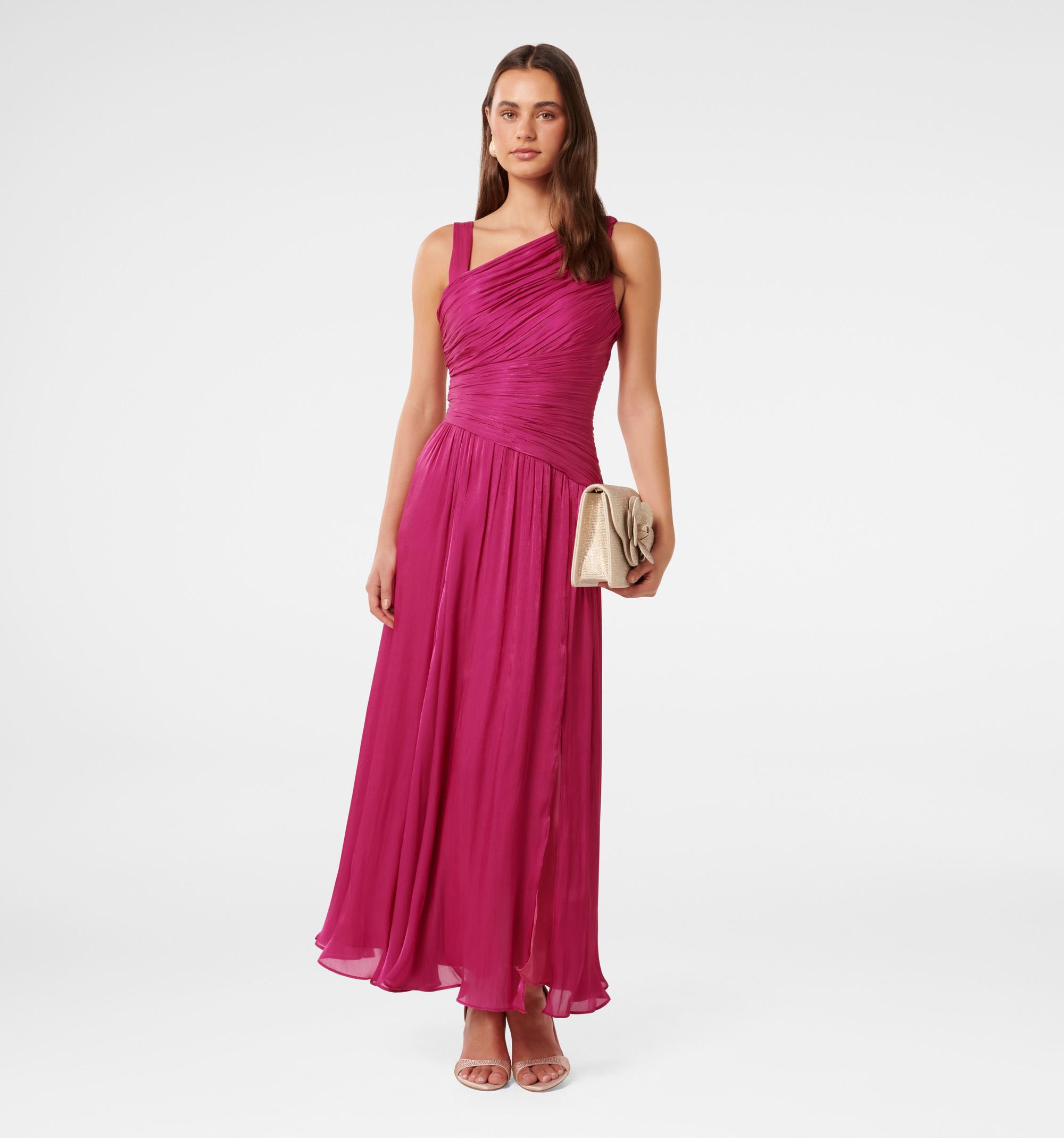 pleated maxi dress with slit