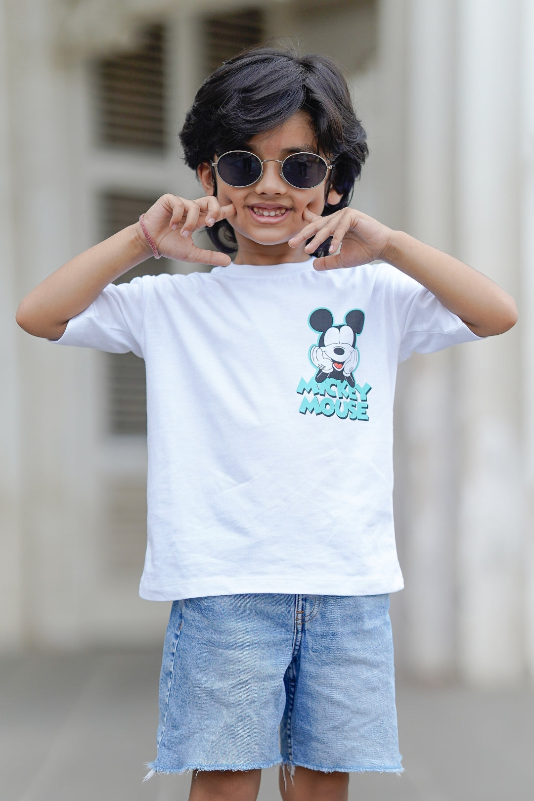 white crew neck Disney tee