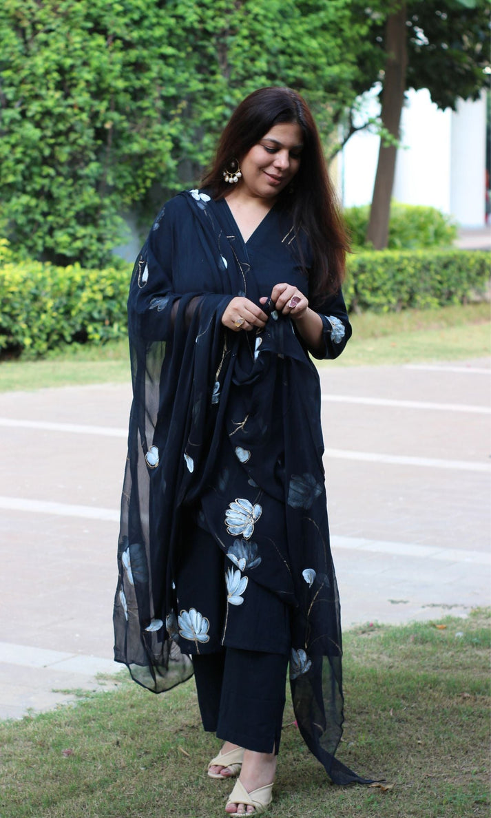 Chiffon dupatta suit set