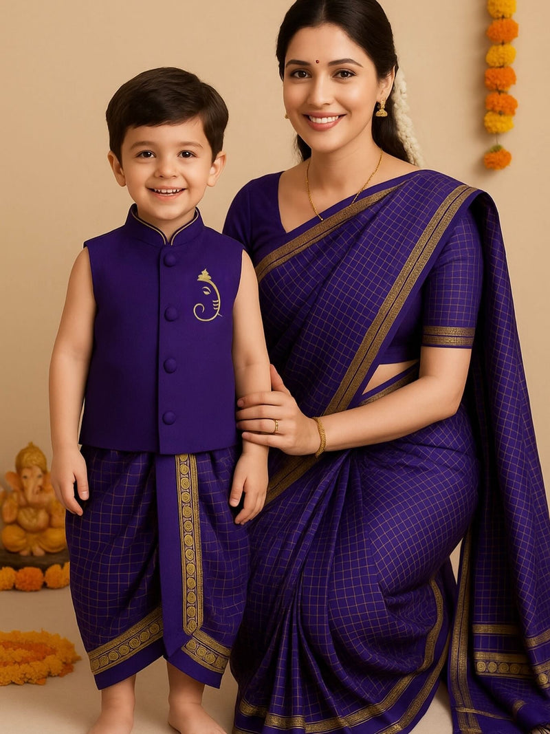 Mom Son Ganesh Chaturthi Paithani Outfit Combo