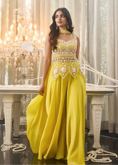 Effortless Style Sunlit Pearl Embroidered palazzo Set