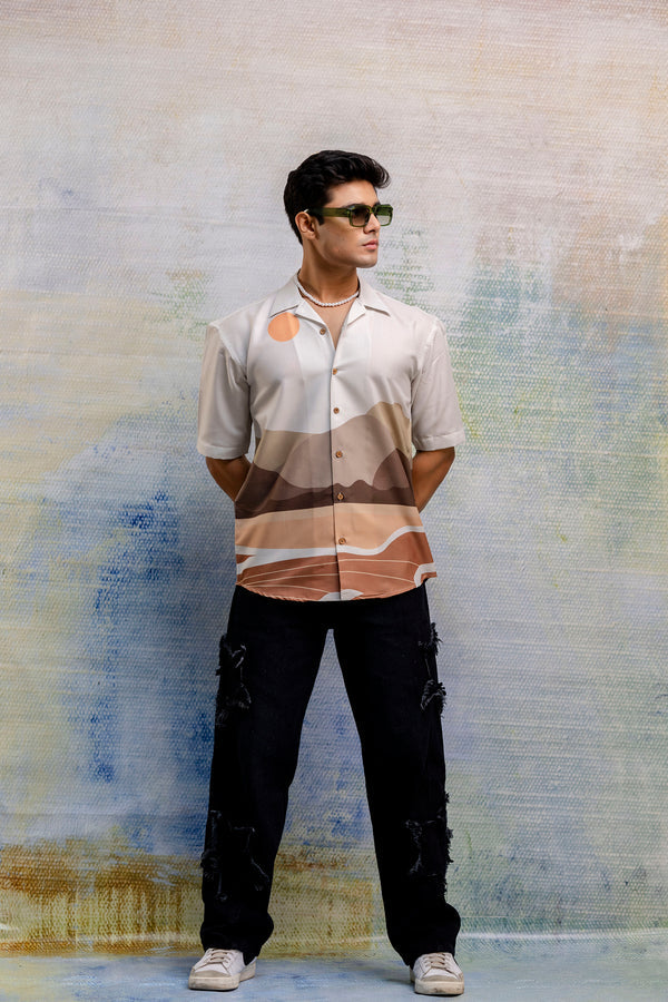 Printed linen shirt for men