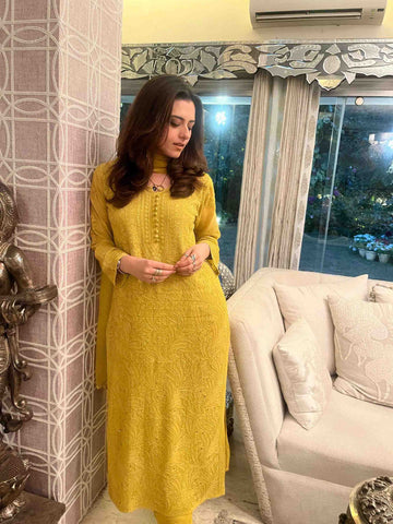3-Piece Chikankari Suit with Mukaish Work