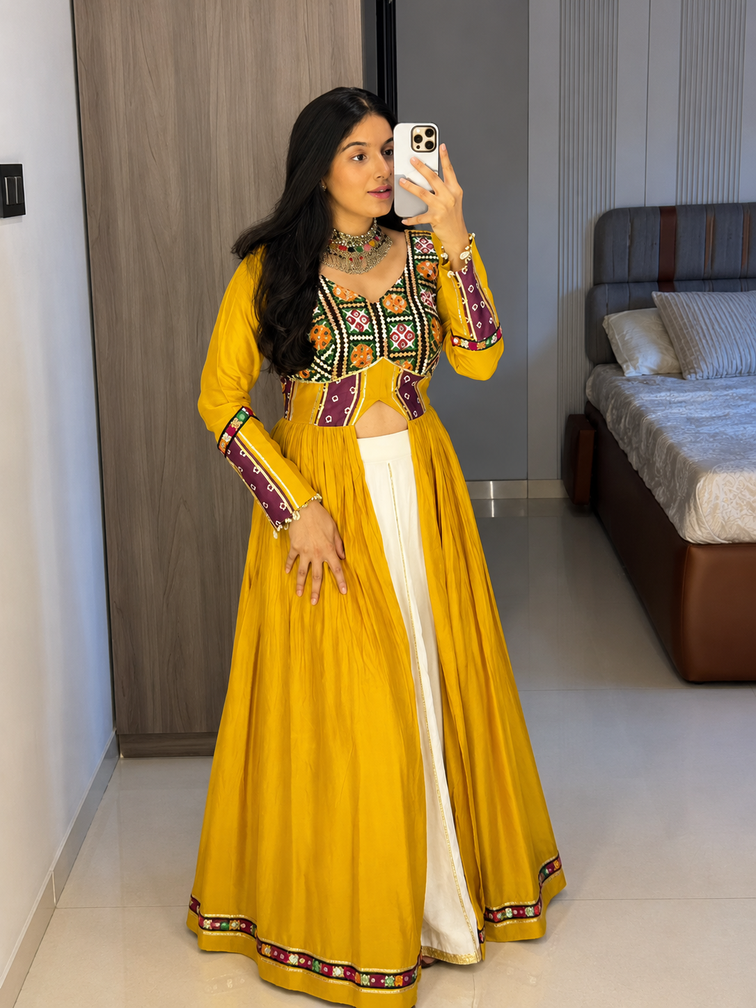 Traditional Mirror Work Embroidered Crop Top