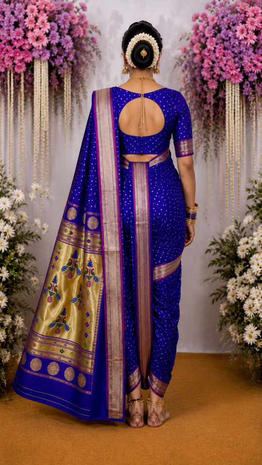 Sindoori Red 9 Yard Soft Silk Paithani Saree with Kalash Peacock Pallu