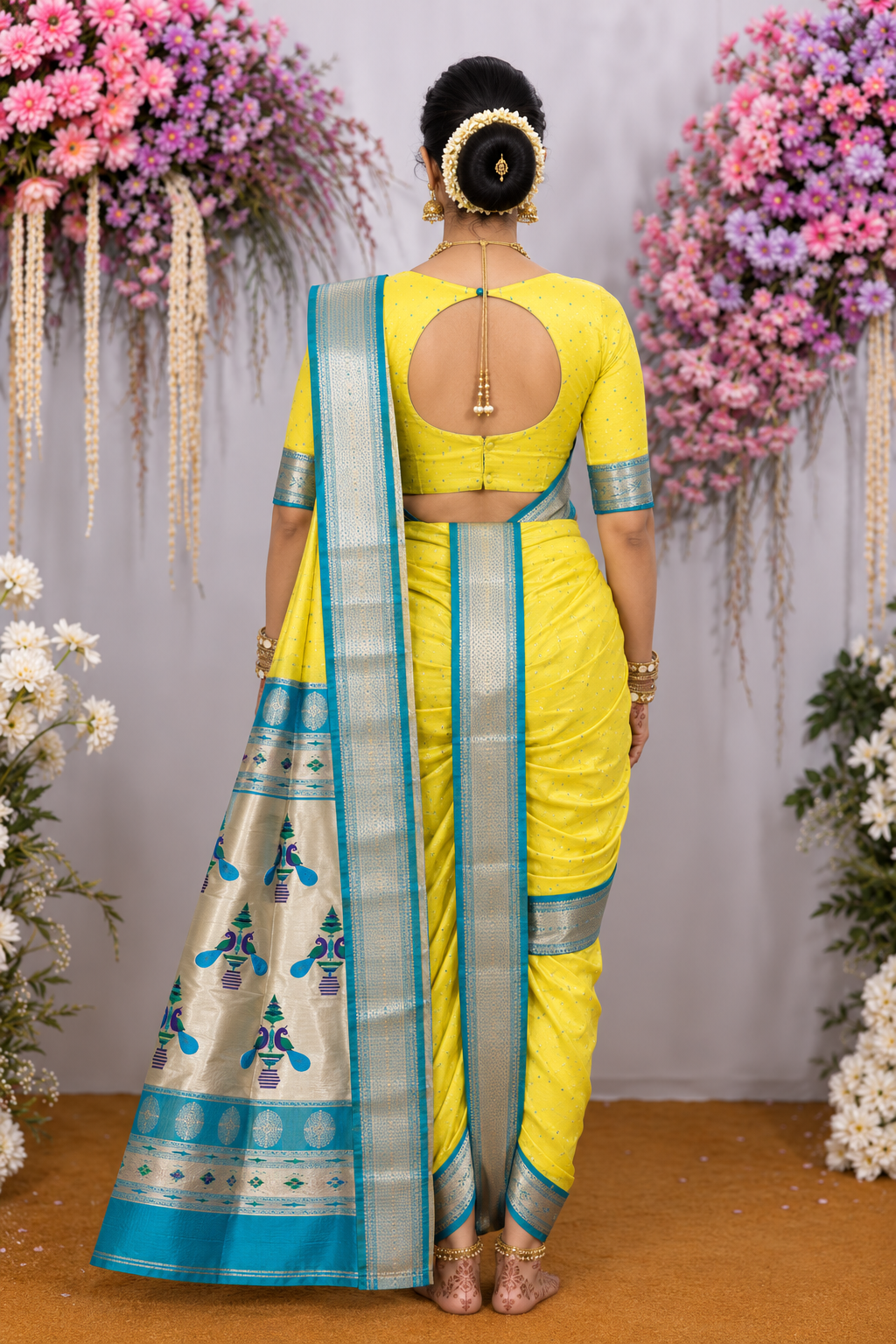 Sindoori Red 9 Yard Soft Silk Paithani Saree with Kalash Peacock Pallu