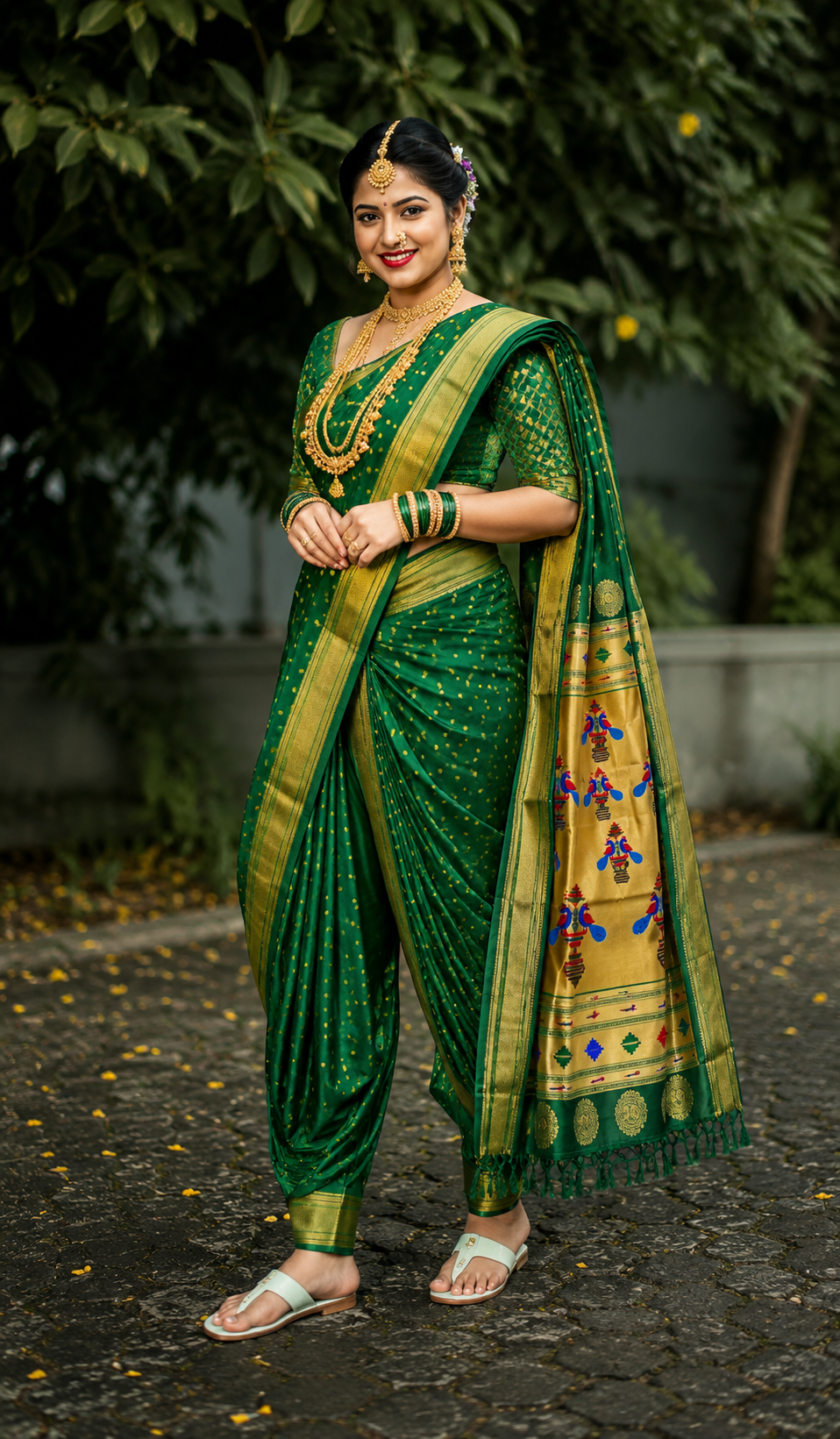 Sindoori Red 9 Yard Soft Silk Paithani Saree with Kalash Peacock Pallu