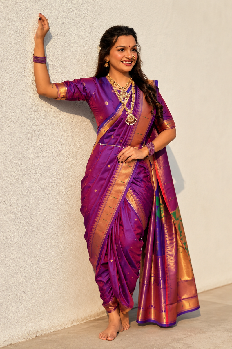Mayur Varnika Soft Silk Paithani Nauvari Saree
