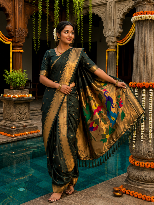 Mayur Varnika Soft Silk Paithani Nauvari Saree
