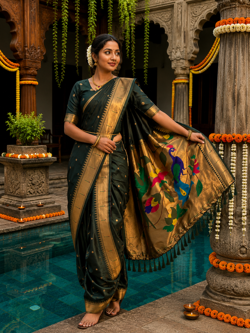 Mayur Varnika Soft Silk Paithani Nauvari Saree
