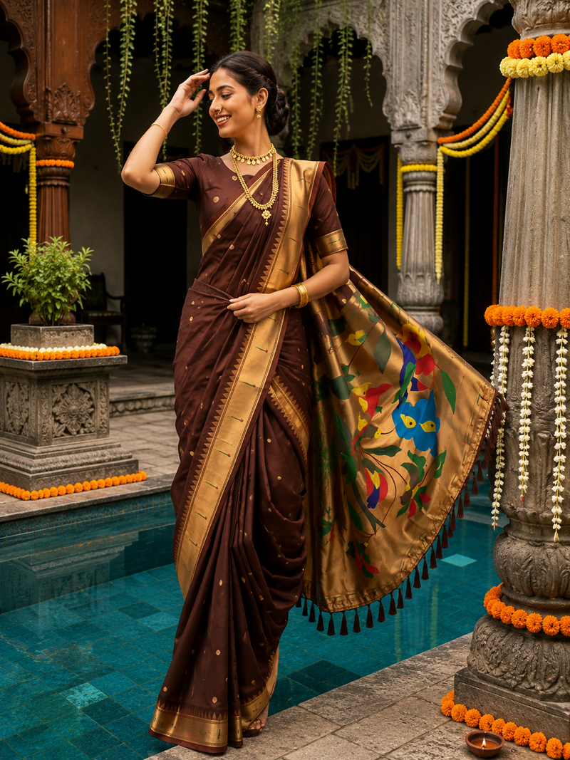 Mayur Varnika Soft Silk Paithani Nauvari Saree
