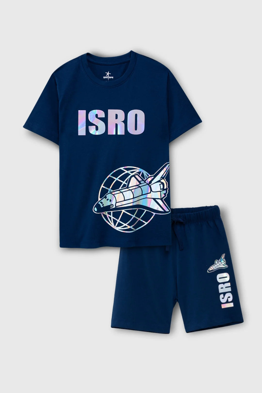 Navy blue isro gaganyaan kids shorts set