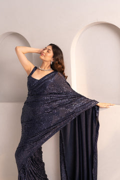 Designer navy saree