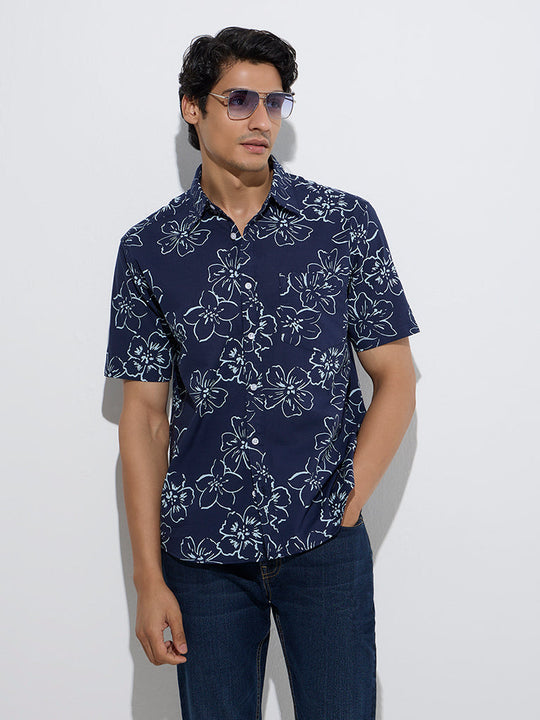 Navy printed shirt