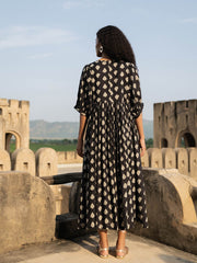 Nayla Black White Cotton Maxi Dress
