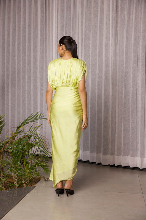 Neon Hand Draped Kaftan Gown