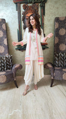 white ethnic wear with neon trim