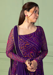 Bandhani Asymmetric Neck Anarkali with Dupatta