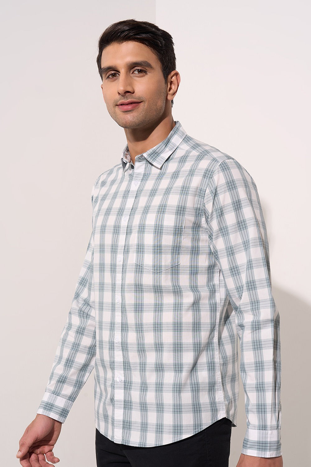 Checked cotton shirt for men