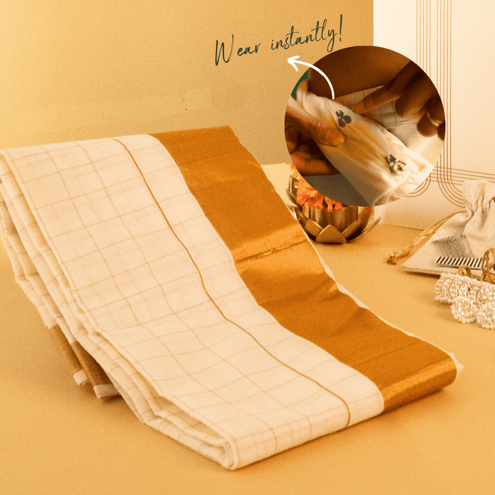 off-white-gold-checks-cotton-saree