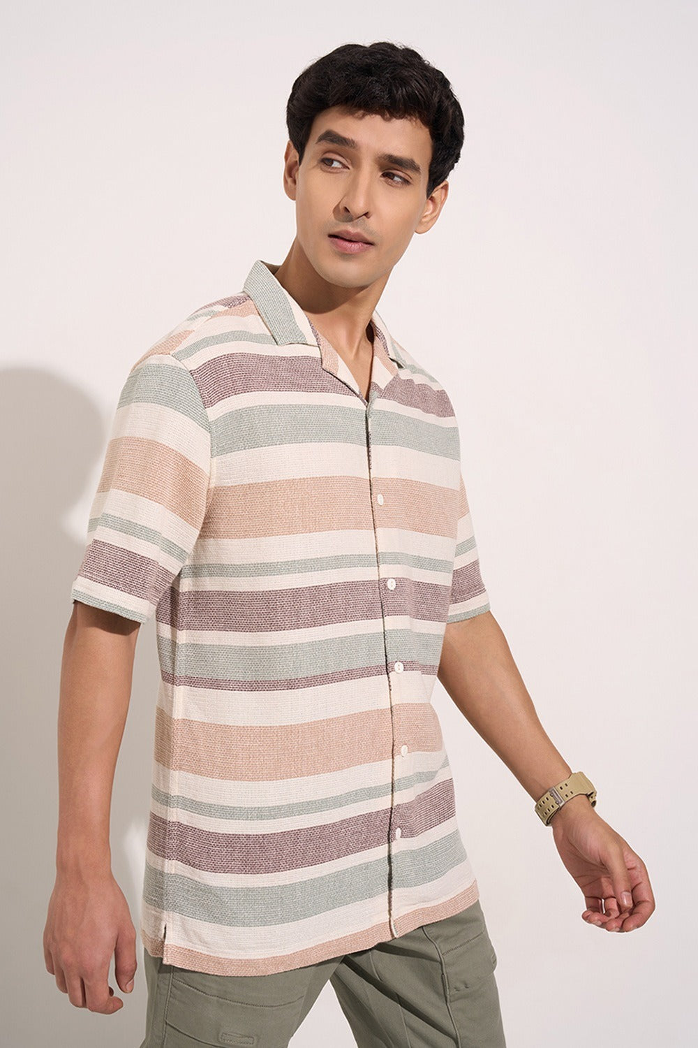 off white polyester relaxed shirt