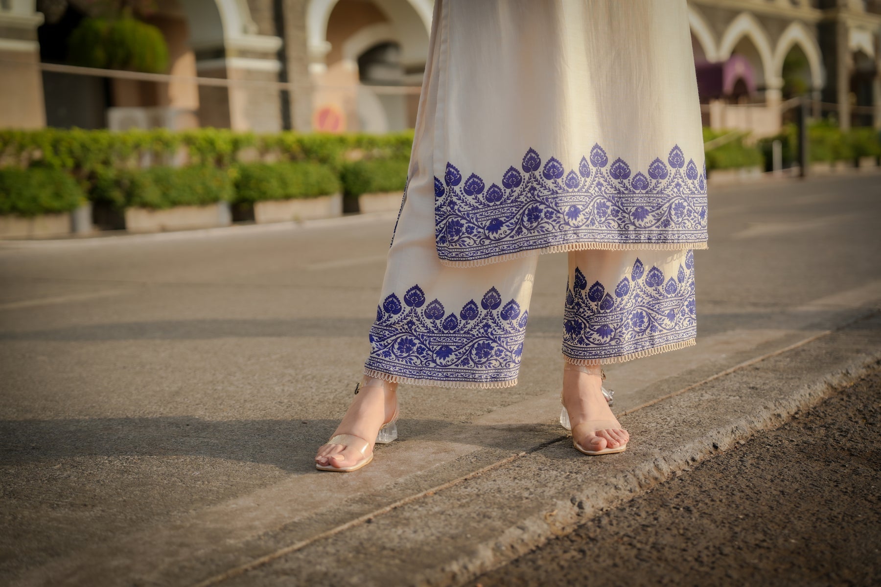 Neutral color ethnic dress