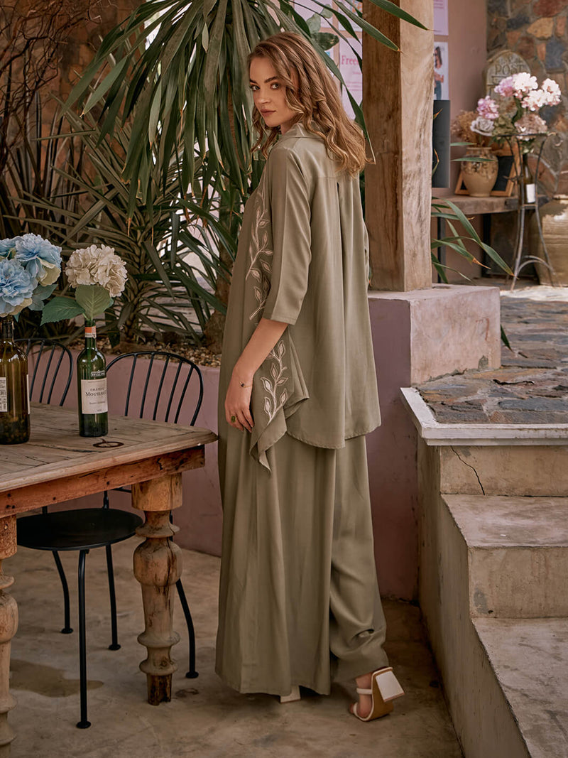OLIVIA JUMPSUIT WITH EMBROIDERED CAPE