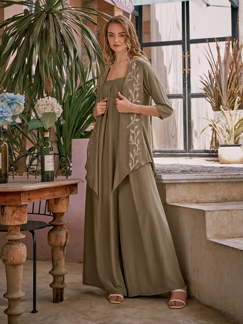 OLIVIA JUMPSUIT WITH EMBROIDERED CAPE