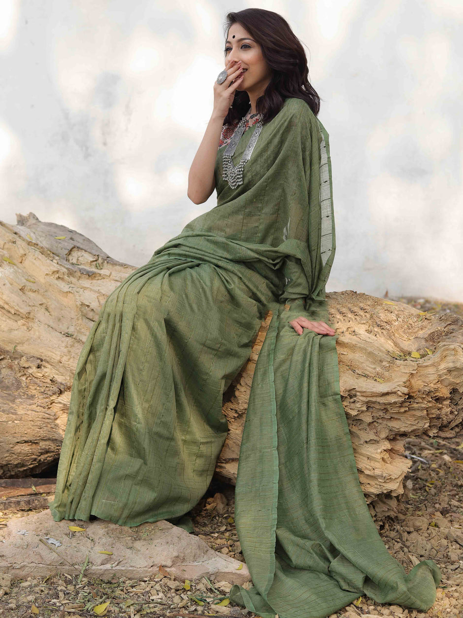 Handwoven cotton silk saree