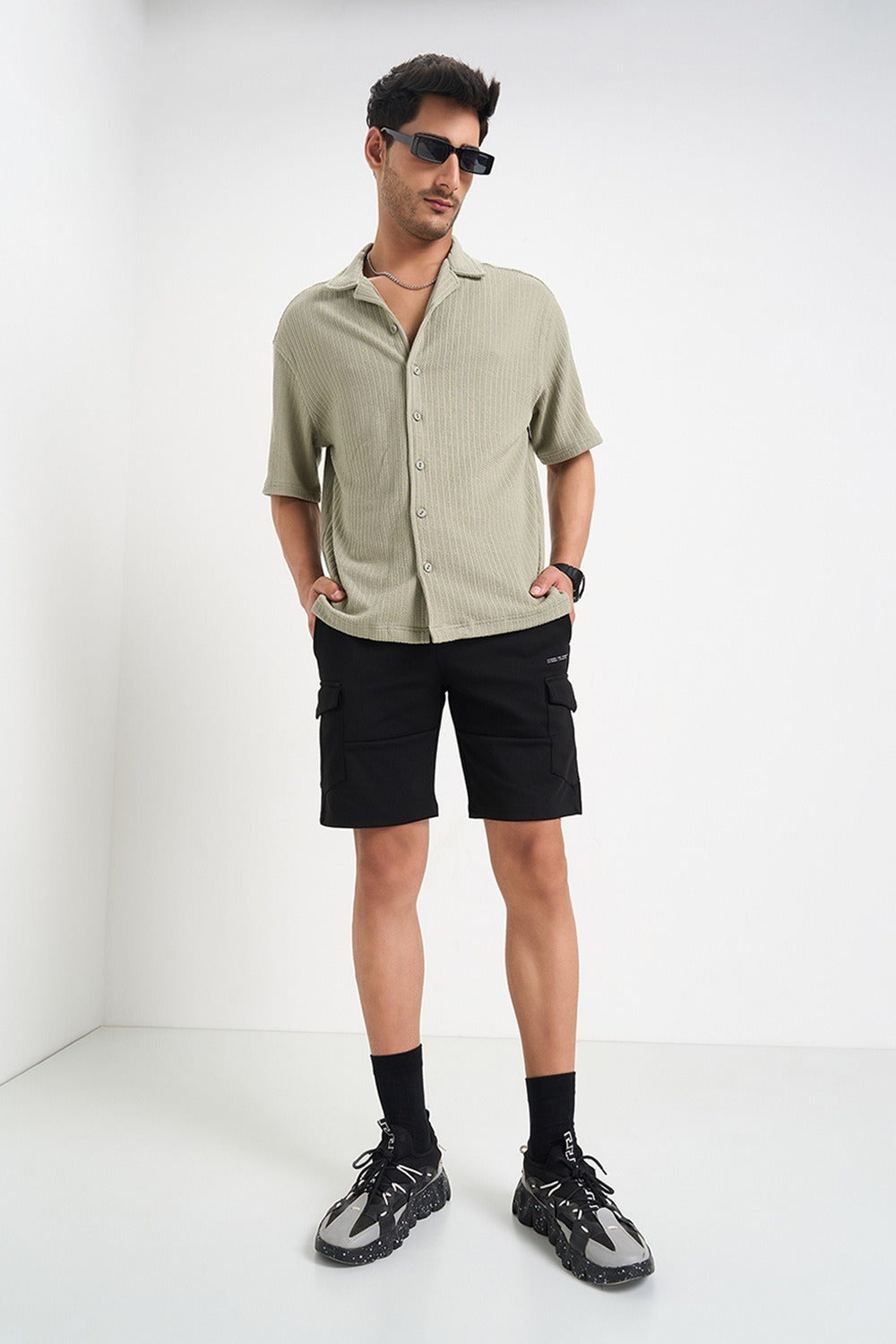 olive camp collar shirt
