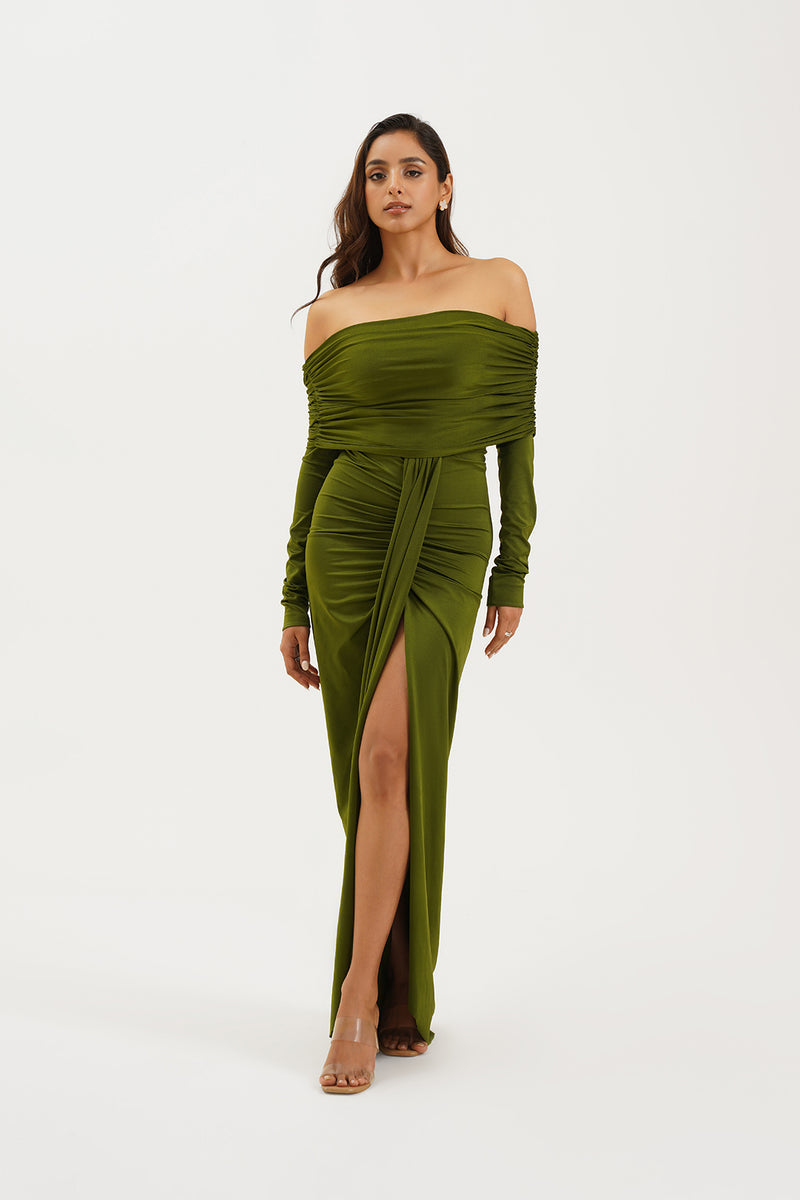 olive green gown
