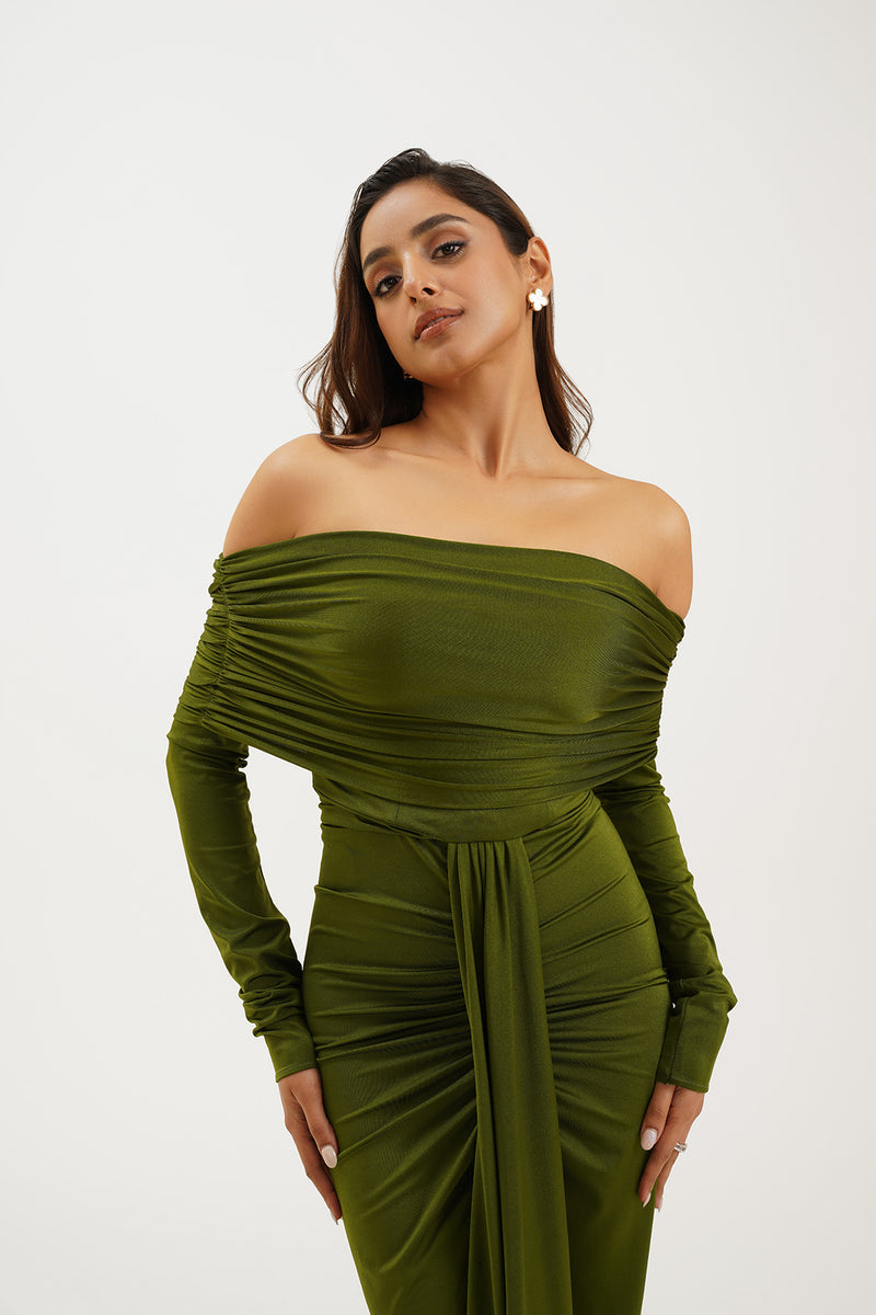 ruched formal gown