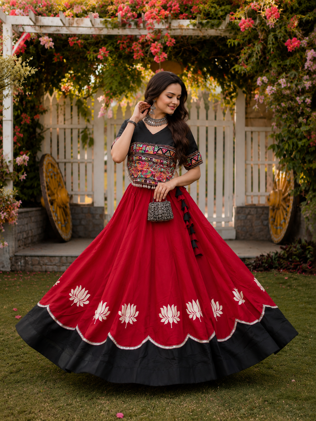 Raas Rang Kutchi Gamthi Navratri Lehenga Set