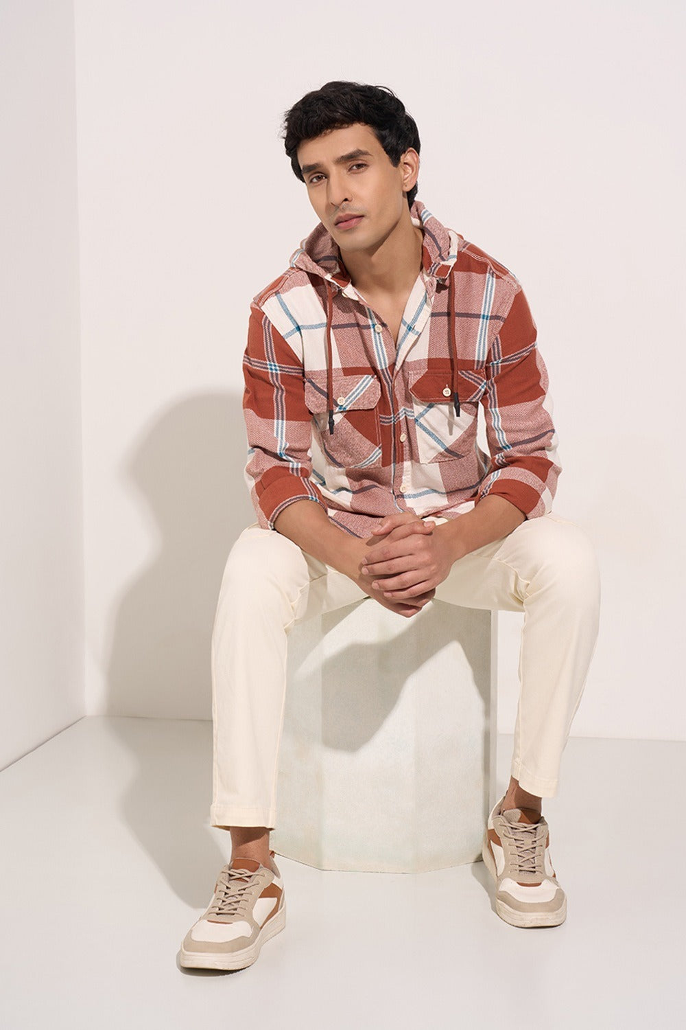 Hooded flannel shirt men