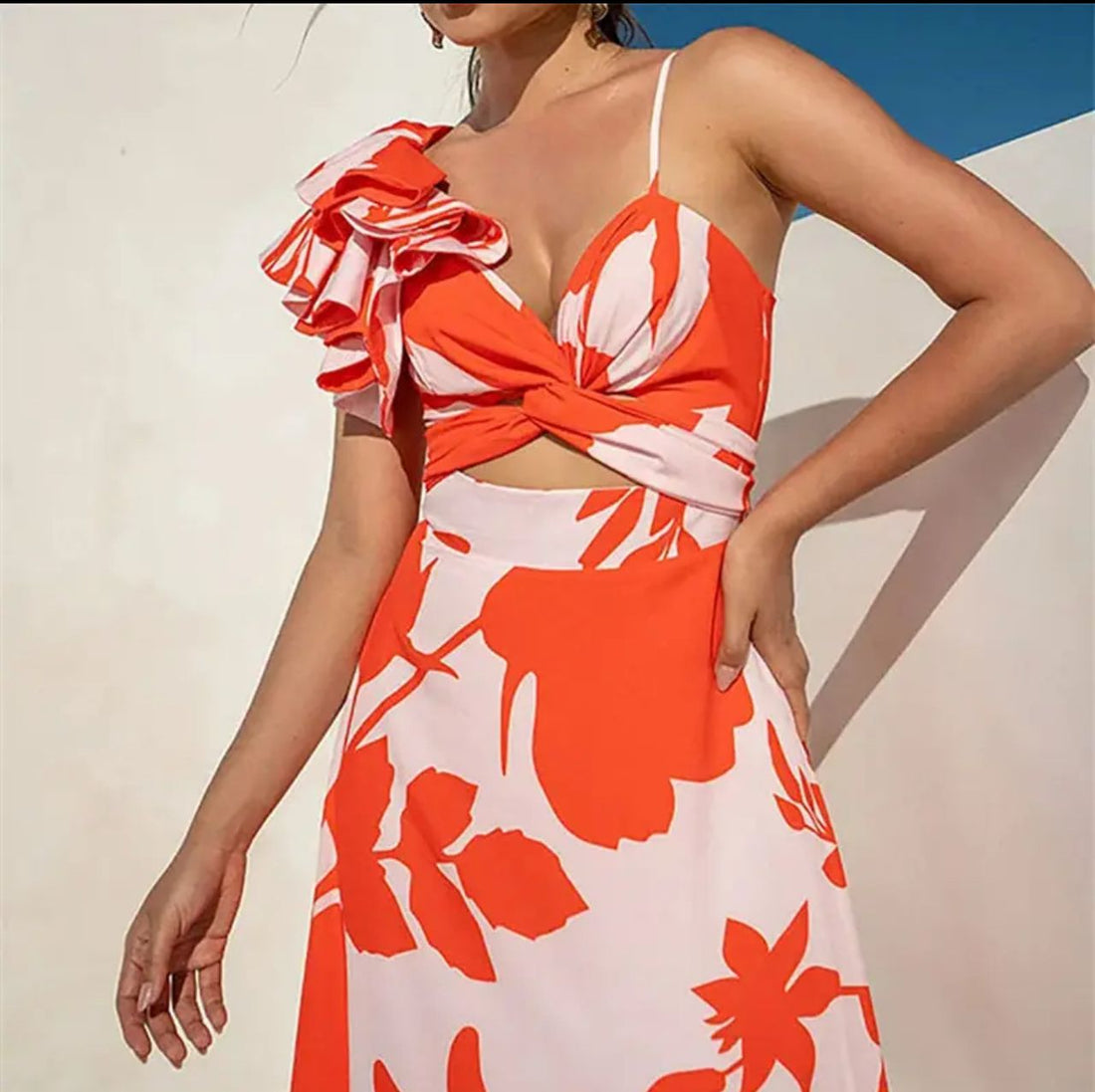 Vibrant swimsuit with skirt