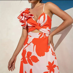 Vibrant swimsuit with skirt