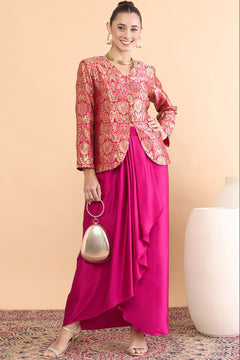 Rani Noor Banarasi Jacket & Satin Skirt Ensemble
